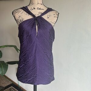 Banana Republic Satin Twisted Halter Top Purple Size Large NWT